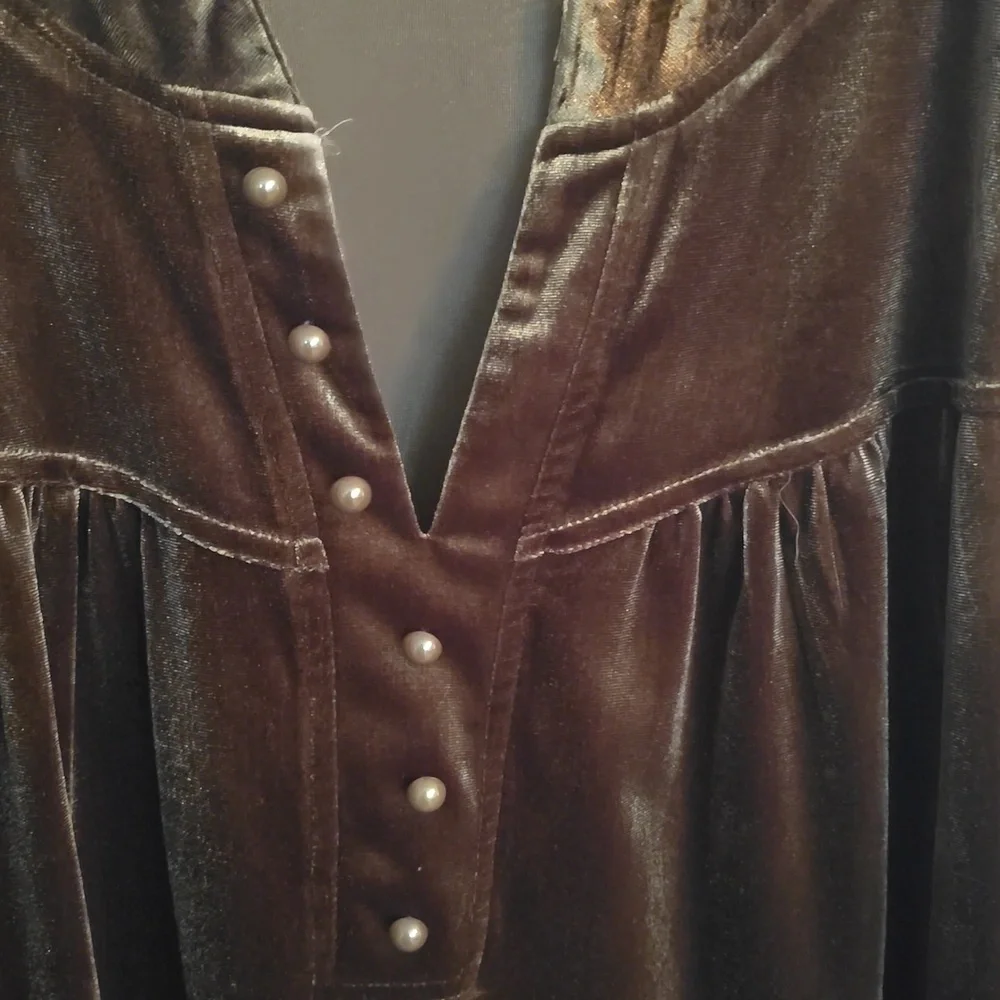 Velvet Balloon Sleeve Top - Picture 4 of 6